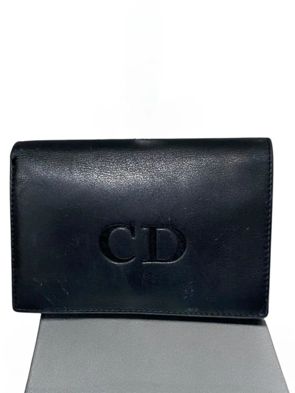 Christian Dior Bifold Leather Wallet With Red Interior & Card Slots